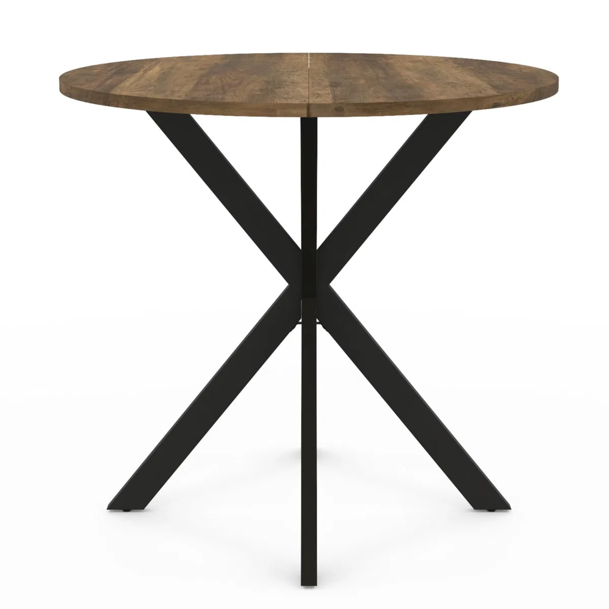 IDMarket - HAWKINS mesa de comedor redonda 2-4 personas con patas de araña negro y madera antigua 80 cm