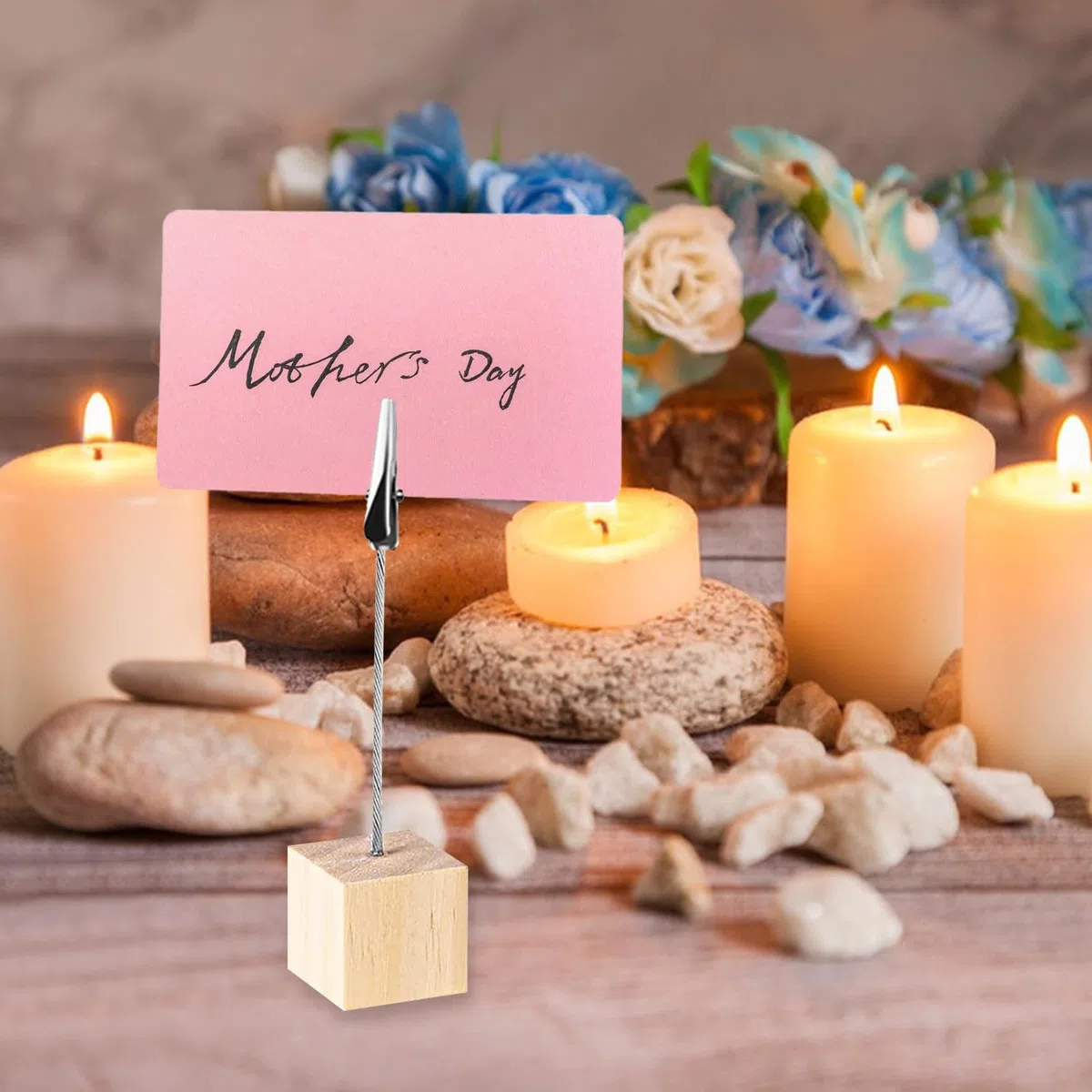 20pcs Porta Foto con Mollette, Porta Segnaposto Clip, Porta Memo con Clip in Coccodrillo e Base in Pino, Mollette Portafoto con Base, Promemoria con Pinza per Ufficio/Matrimonio/Festa/Casa