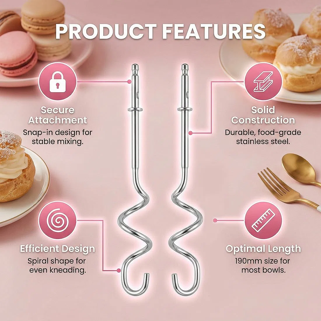 2 Pezzi Fruste di Ricambio per Sbattitore a Mano, Compatibili BLACK & DECKER, Accessori in Acciaio Inossidabile per Pasticceria & Cucina