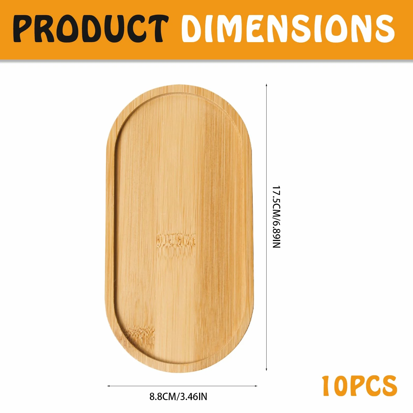 10 vassoi in legno piccoli: 17,5 cm x 8,8 cm x 1 cm, ovali in legno, piccolo vassoio da portata in bambù, per soggiorno e cucina