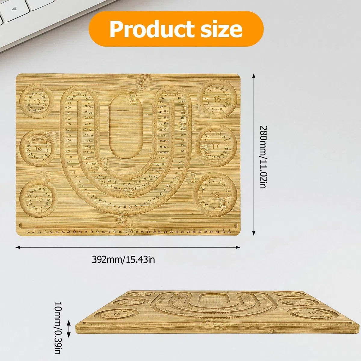 Tavole di Perline in Legno per Creare Gioielli, Bordo di Perline di Legno Ecologico per Collane e Braccialetti con Graduazioni, Creare Gioielli Fai Da Te, Superficie Liscia Antischeggia, 39.2 x 28 cm