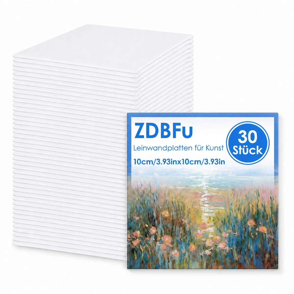 30 tele da dipingere, 10 x 10 cm, in cotone, spessore 3 mm, set di tela per pittura ad acqua, pittura ad acqua
