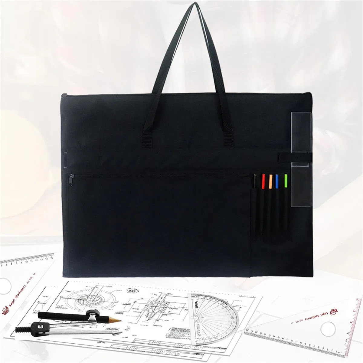 Borsa artistica per materiali di consumo - Custodia per il trasporto di grande capacità | Borsa resistente e impermeabile per opere d'arte, poster, schizzi e disegni, 70x52 cm
