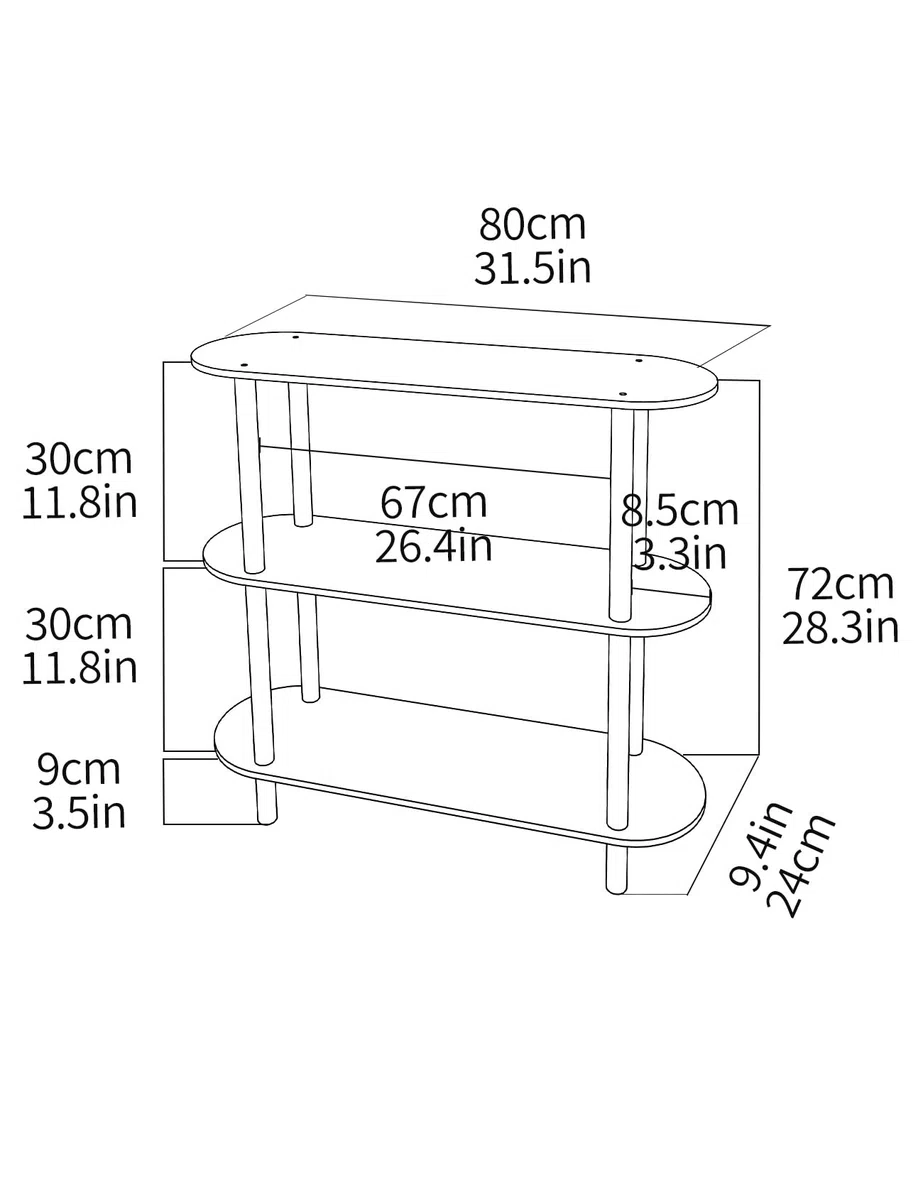 Tavolo Consolle in Acrilico Trasparente, Ingresso Consolle Tavolino, Scaffale Libreria (3 Ripiani Trasparente)