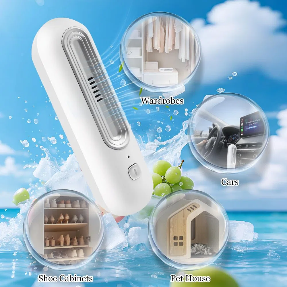Deodorante per Frigorifero, Generatore di Ozono, Odor Eliminator, Purificatore per Frigorifero Portatile per Frigo, Scarpiera, Guardaroba