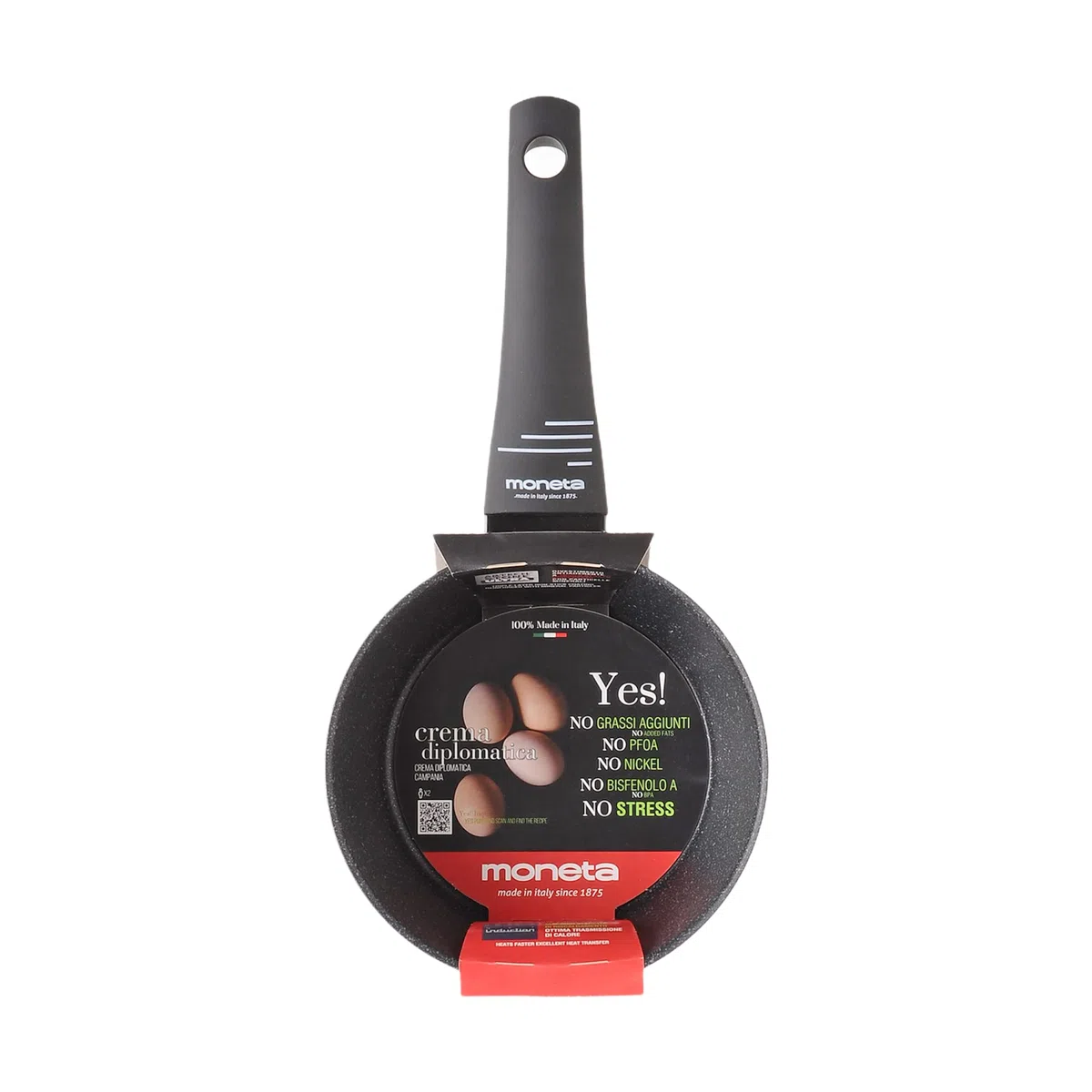 Moneta Yes! Casseruola 1 Manico, 16 cm, Artech Stone Ultra, Nero