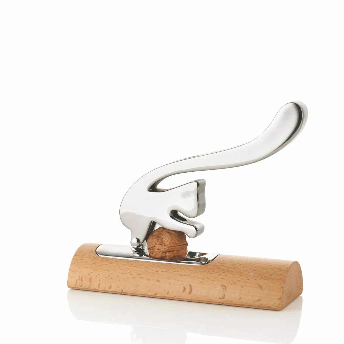 Alessi AB13 Scoiattolo - Schiaccianoci di Design in Acciaio Inossidabile 18/10 e Legno