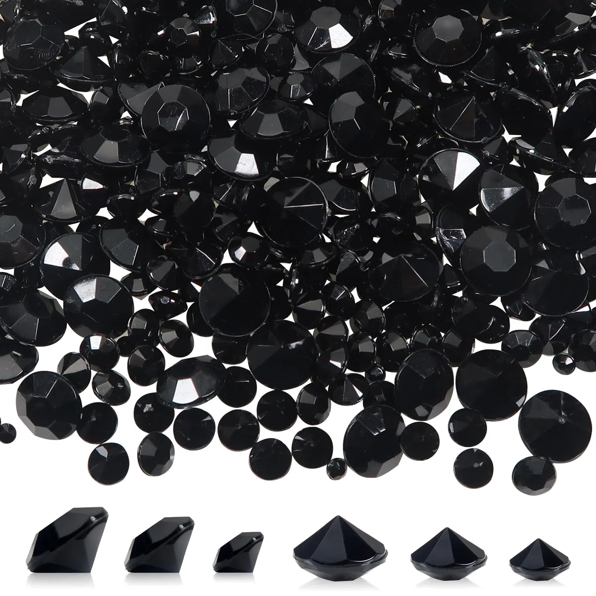 TOAOB 5000 Pezzi Cristalli Decorativi Dispersione Nero Acrilico Dimensioni Coriandoli per Vasi Matrimonio Feste Compleanni Artigianato Decorazioni Tavoli 3 mm 6 mm 10 mm