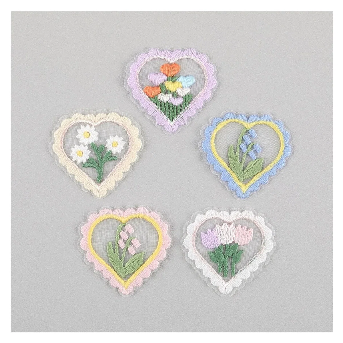 20 toppe colorate in pizzo a forma di cuore, per matrimoni, feste, Natale, decorazioni per abiti, tende, artigianato (cuore fiore)