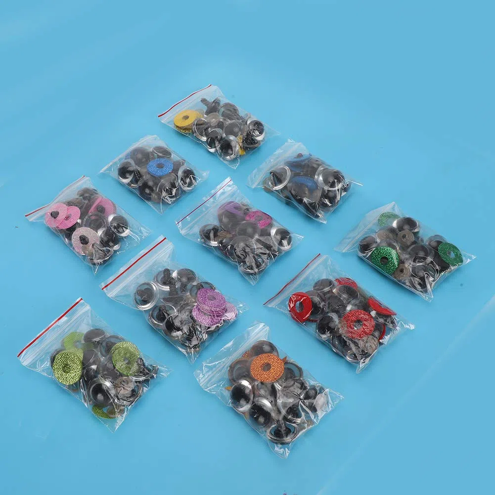 100 Occhi di Sicurezza con Disco Glitterato Colorato, Set di Occhi di Bambola Glitter Occhi di Sicurezza Colorati con Rondelle per Animali (16MM)