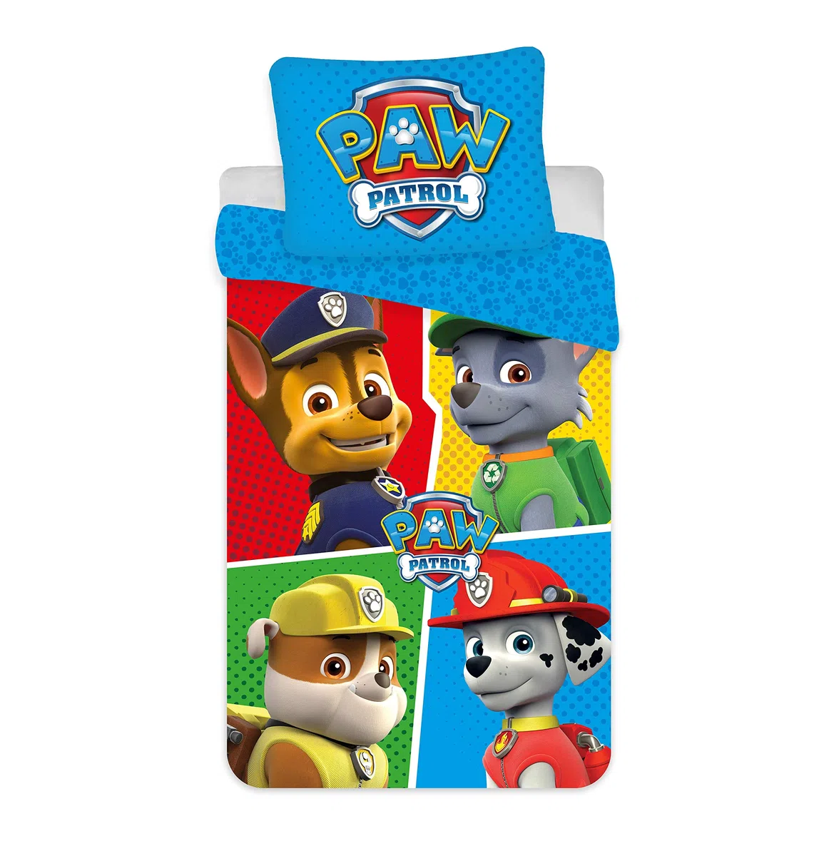Paw Patrol - Biancheria da letto per bambini, 2 pezzi, copripiumino 100 x 135 cm + federa 40 x 60 cm, 100% cotone Öko-Tex