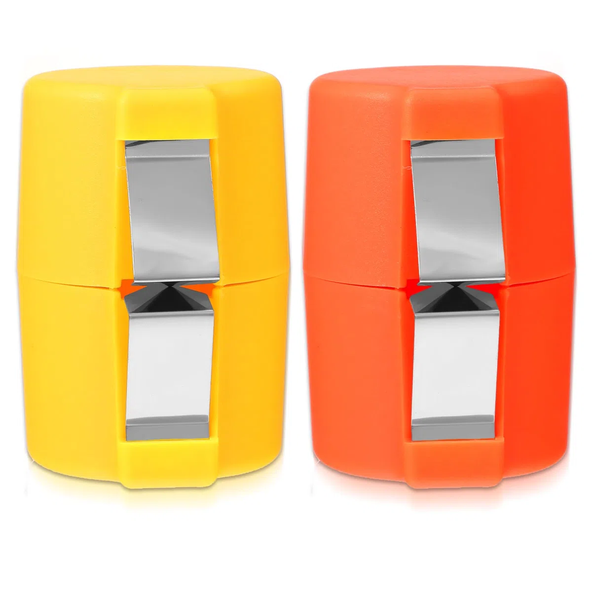 Apriscatole per uova sode e crude, in acciaio inox, universale, lavabile, per rompere e separare (arancione + giallo)