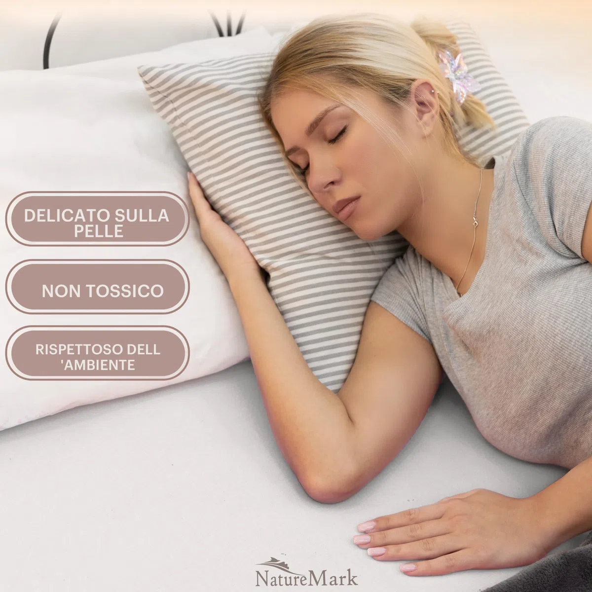 NatureMark Lenzuolo con angoli elasticizzati in jersey, in 100% cotone, in molti colori e misure, conforme all’Oeko-Tex Standard 100, 180 x 200 cm - 200 x 200 cm - bianco