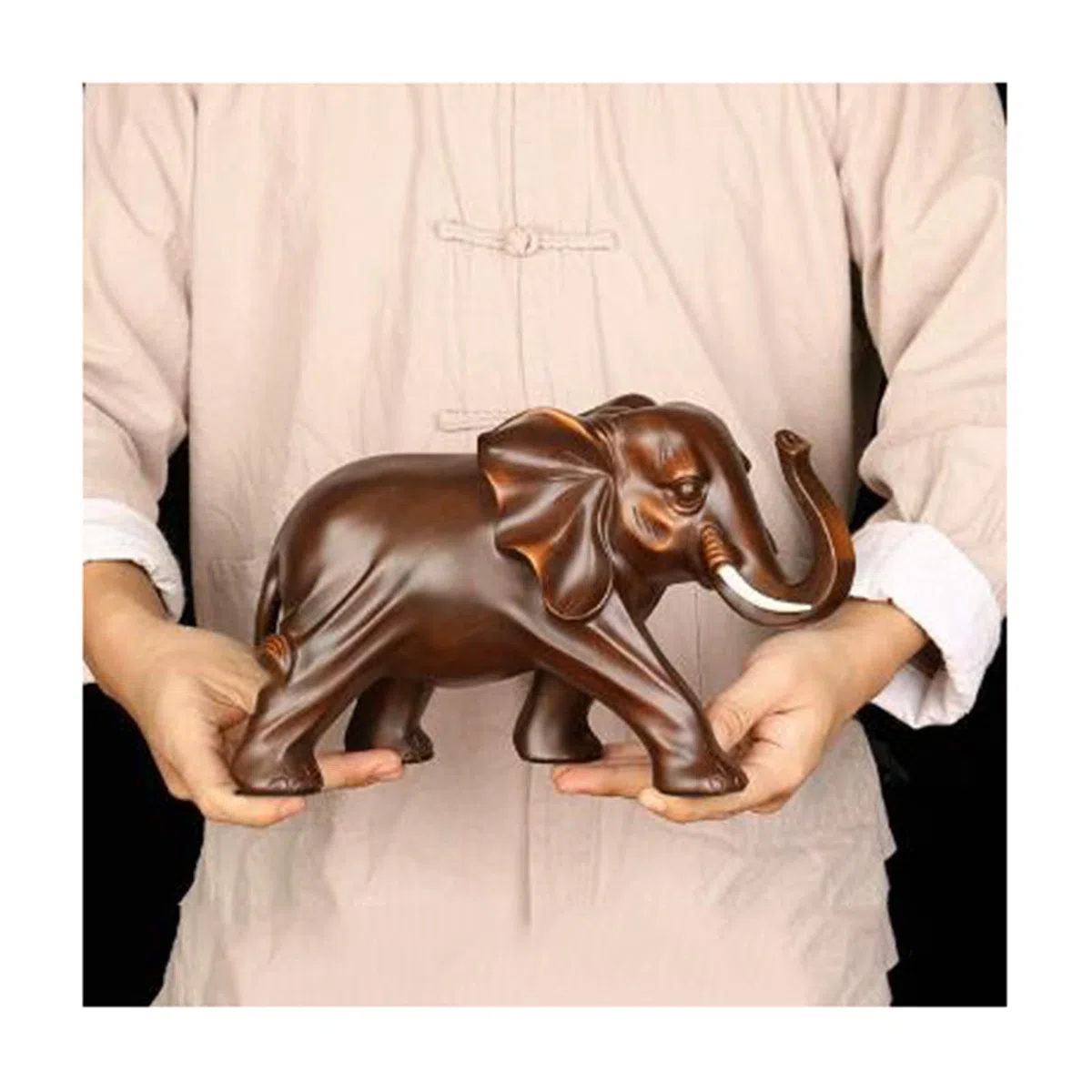 Decorazione Elefante, Statua Decorazione Elefante Bianco, Decorazione per Camera Letto,Soggiorno Appartamento Ufficio Armadietto del Vino, Resina,Golden Elephant