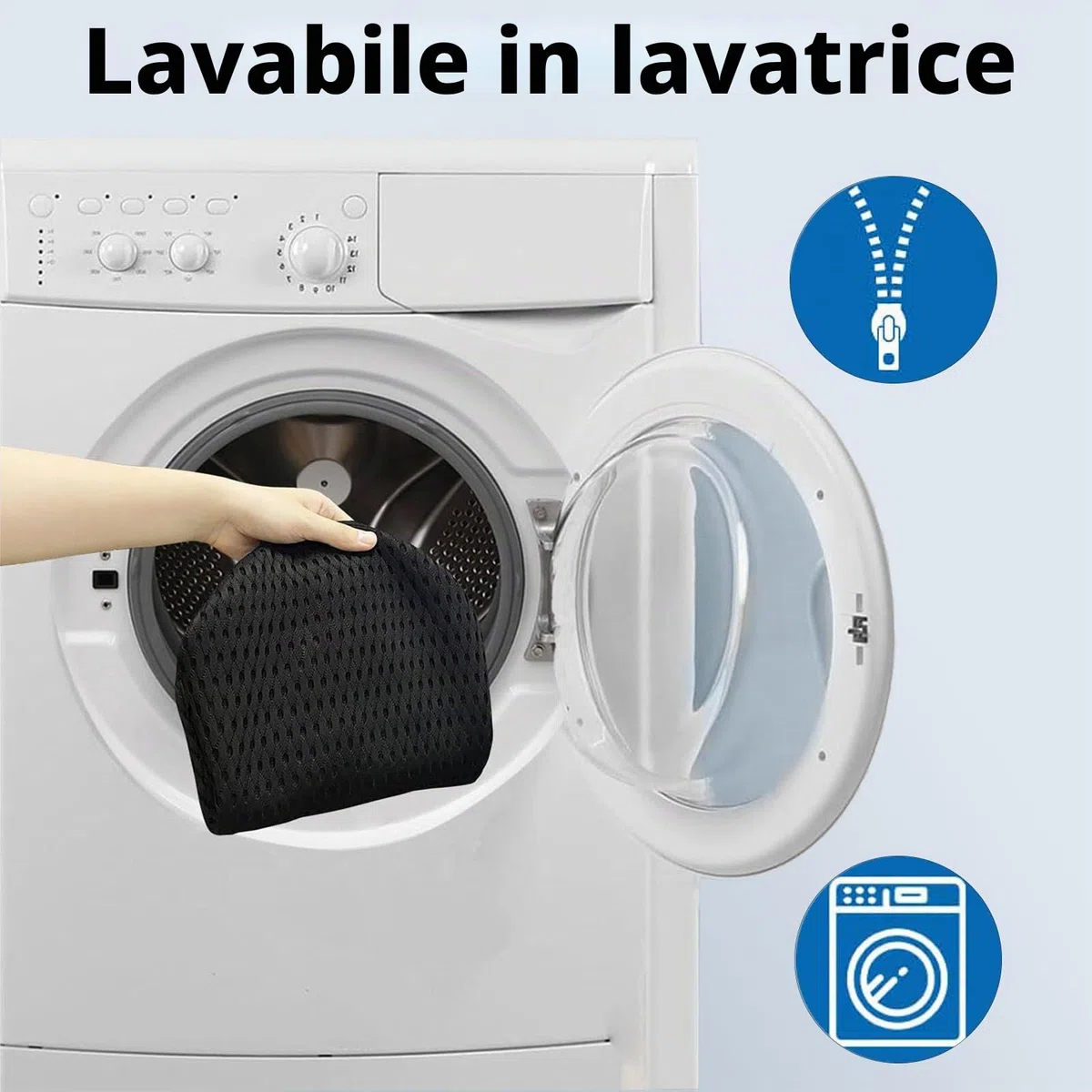 Cuscino lombare per sedia da ufficio, cuscino lombare ergonomico in memory foam, cuscino lombare con cuscino traspirante per auto, per sedili auto, sedia da ufficio, nero