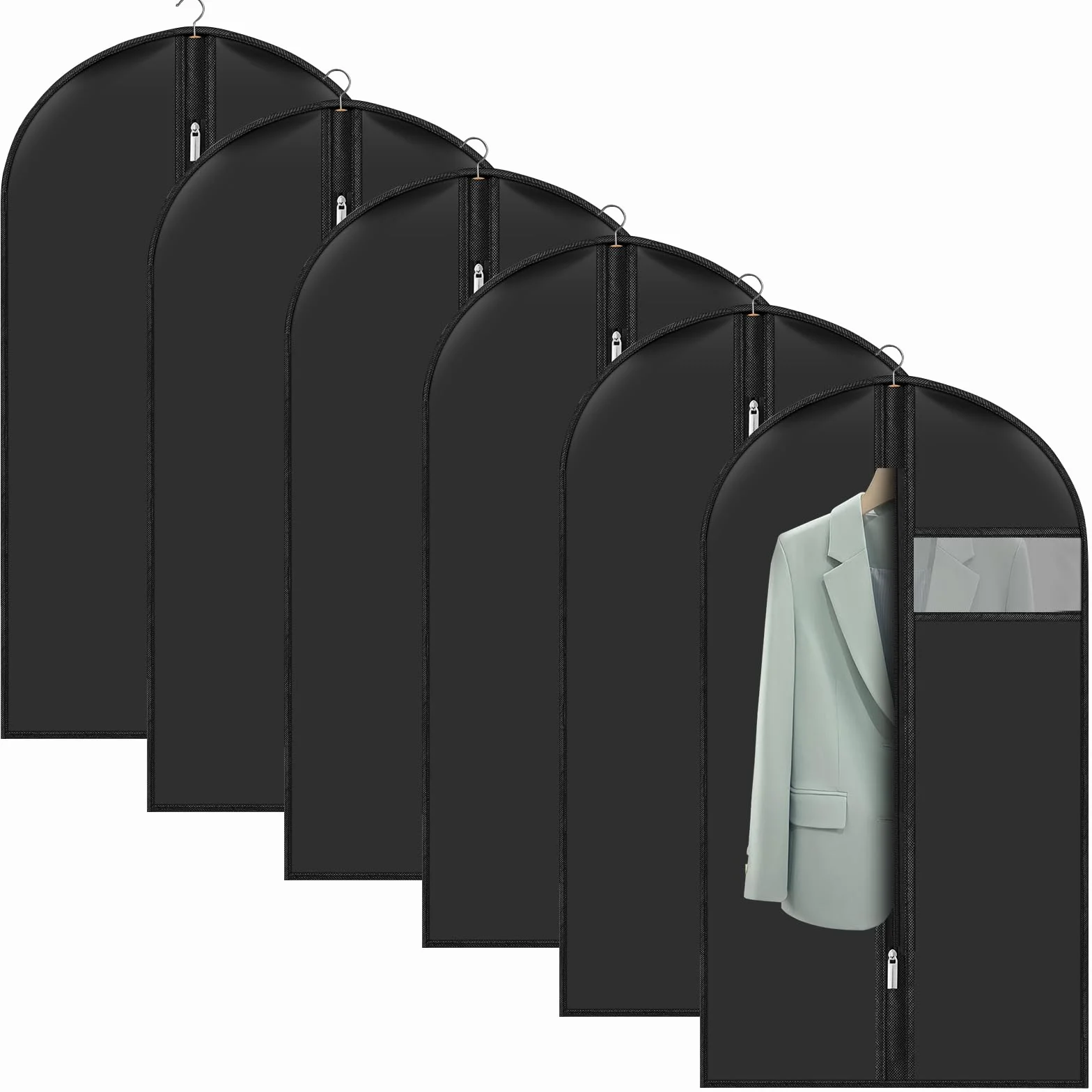 6 Pezzi Copriabiti Antipolvere 60 X 100 cm, Copri Abiti Custodie Abiti con Finestra Trasparente, Porta Abiti Antipolvere per Abiti con Cerniera, per Smoking Custodia Abiti Giacche Gonne e Camicie