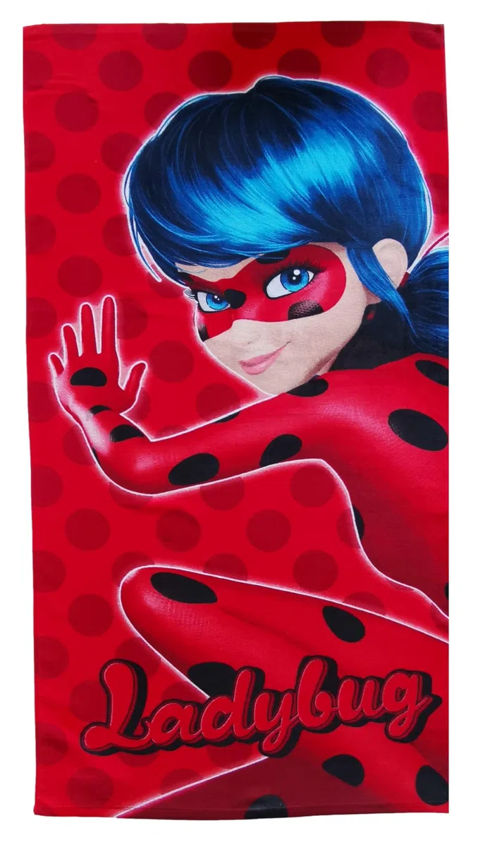 Miraculous Ladybug - Telo da bagno, telo doccia, colore: rosso, supereroe, 70 x 140 cm, 100% cotone
