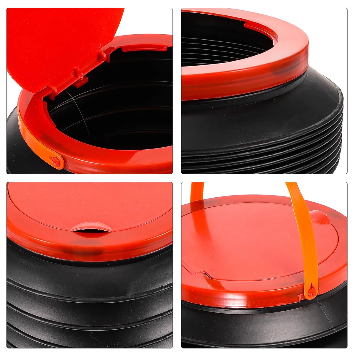 Uonlytech Secchio Pieghevole con Coperchio e Manico in Plastica da 4l Nero Salvaspazio e Flessibile per Esterno e Emergenze