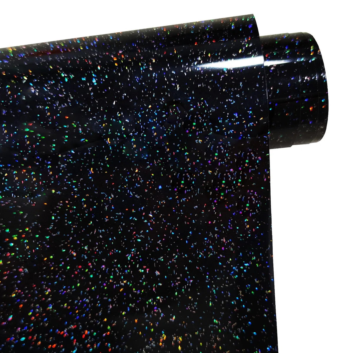 Pellicola Glitter per Plotter in Tessuto, Pellicola Trasferibile in Tessuto Nero, Vinile per Trasferimento Termico Galassia (Galassia Nera (Luccicante), 30,5 cm × 1,5 m)