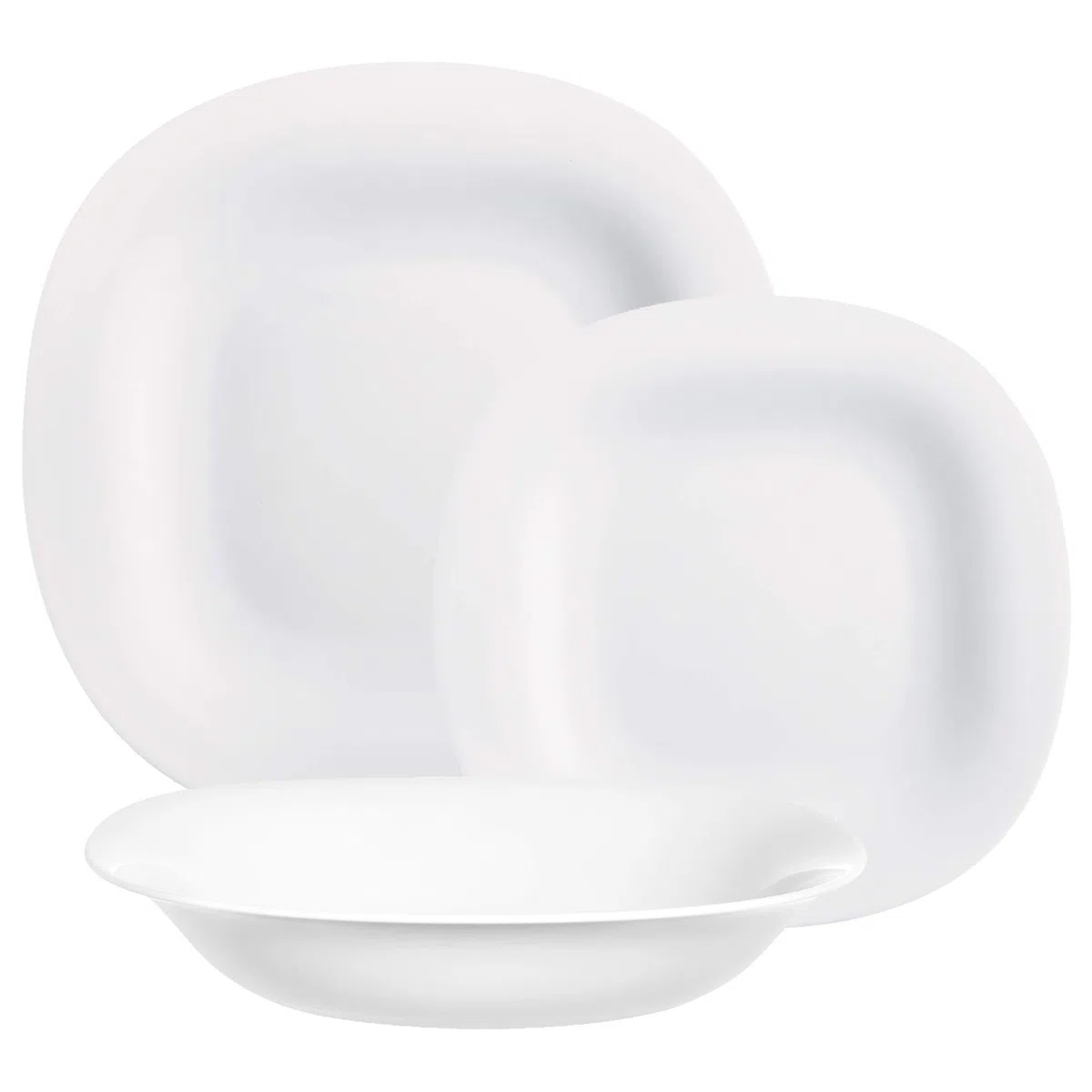 Luminarc Carine - Servizio da tavola quadrato in vetro opale, 18 pezzi, set da tavola (18 pezzi, bianco)
