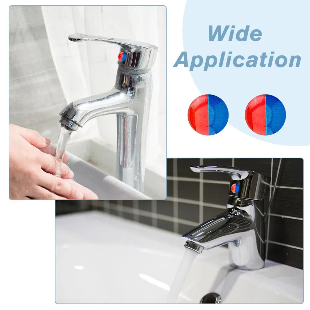 SUPERFINDINGS 24 pz Adesivi per Acqua Calda e Fredda Etichetta Autoadesiva per Acqua Calda e Fredda Adesivi per Trasferimento Rubinetto In Resina Epossidica per Bagno Cucina 10mm di Diametro