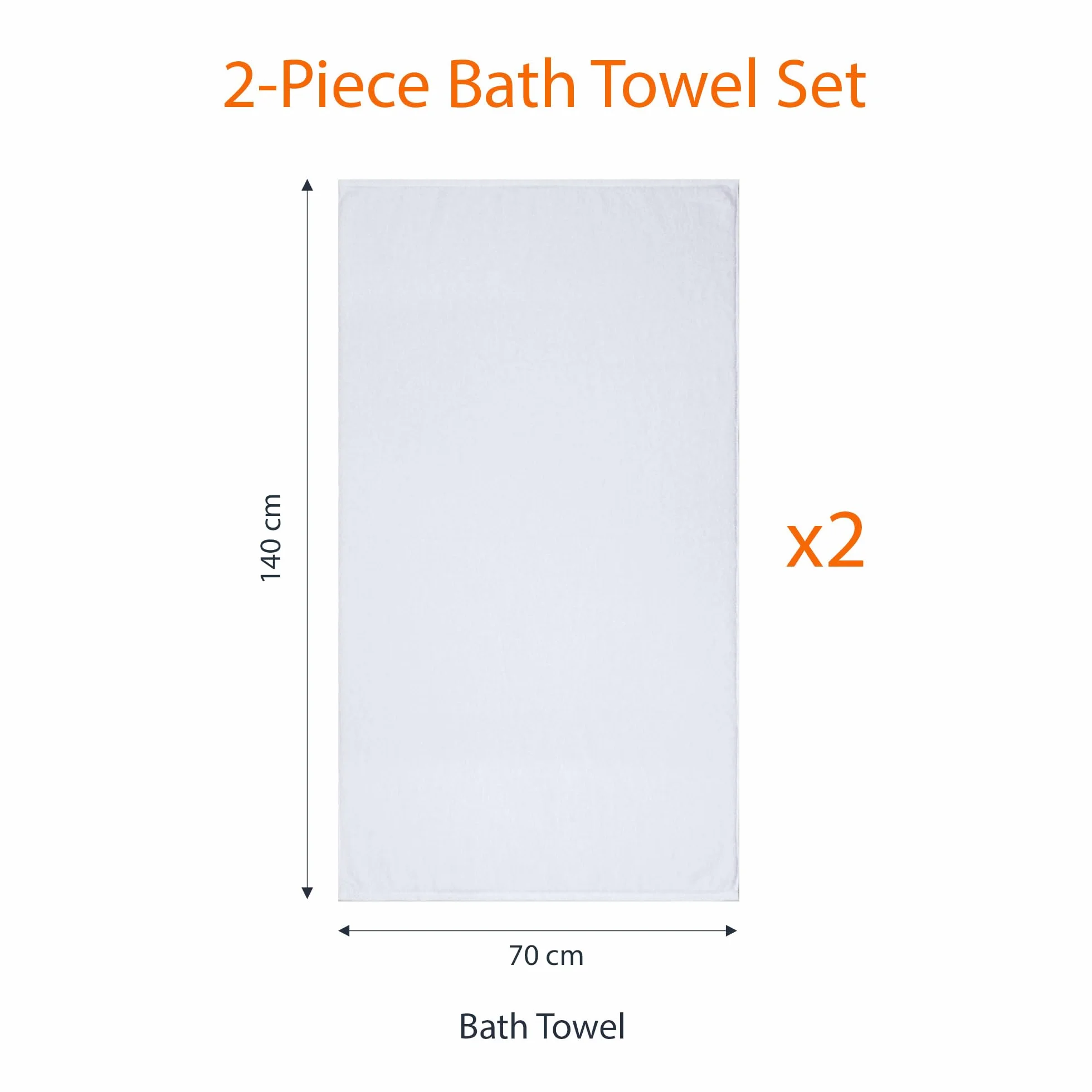 Amazon Basics Set Asciugamani Bagno Spugna 100% Cotone Telo Doccia 70x140 cm, Bianco, Confezione 2 Pezzi