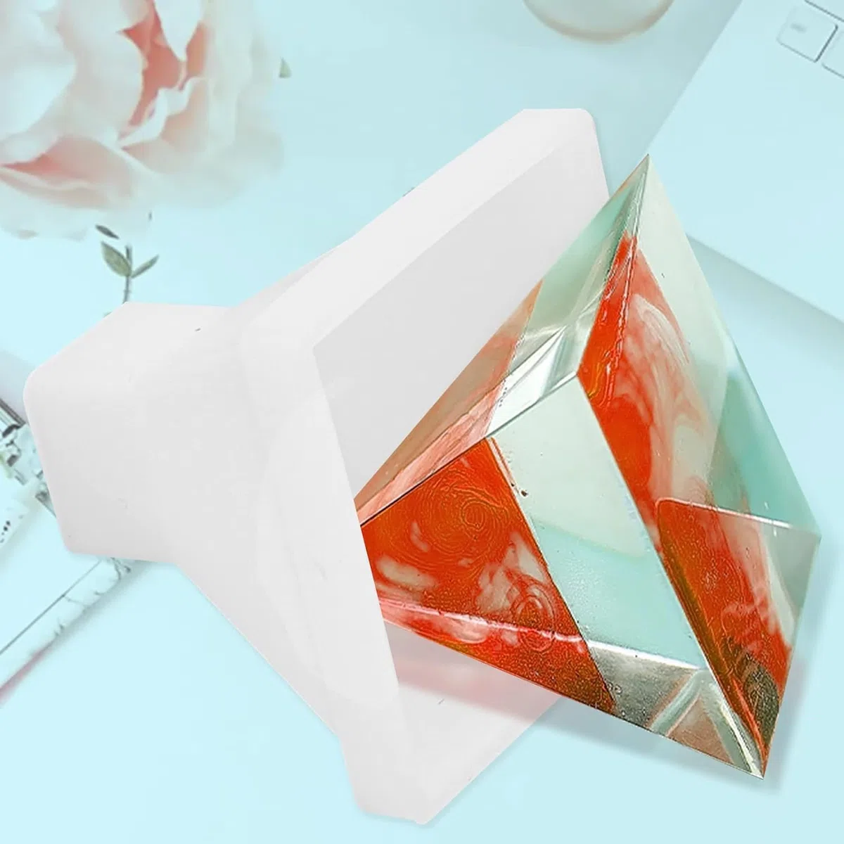 4 Pezzi Stampo in Silicone a Forma di Piramide, Stampo in Silicone per Resina a Forma di Piramide per Gioielli, Super Forma a Piramide per Artigianato in Resina, Gioielli in Silicone per