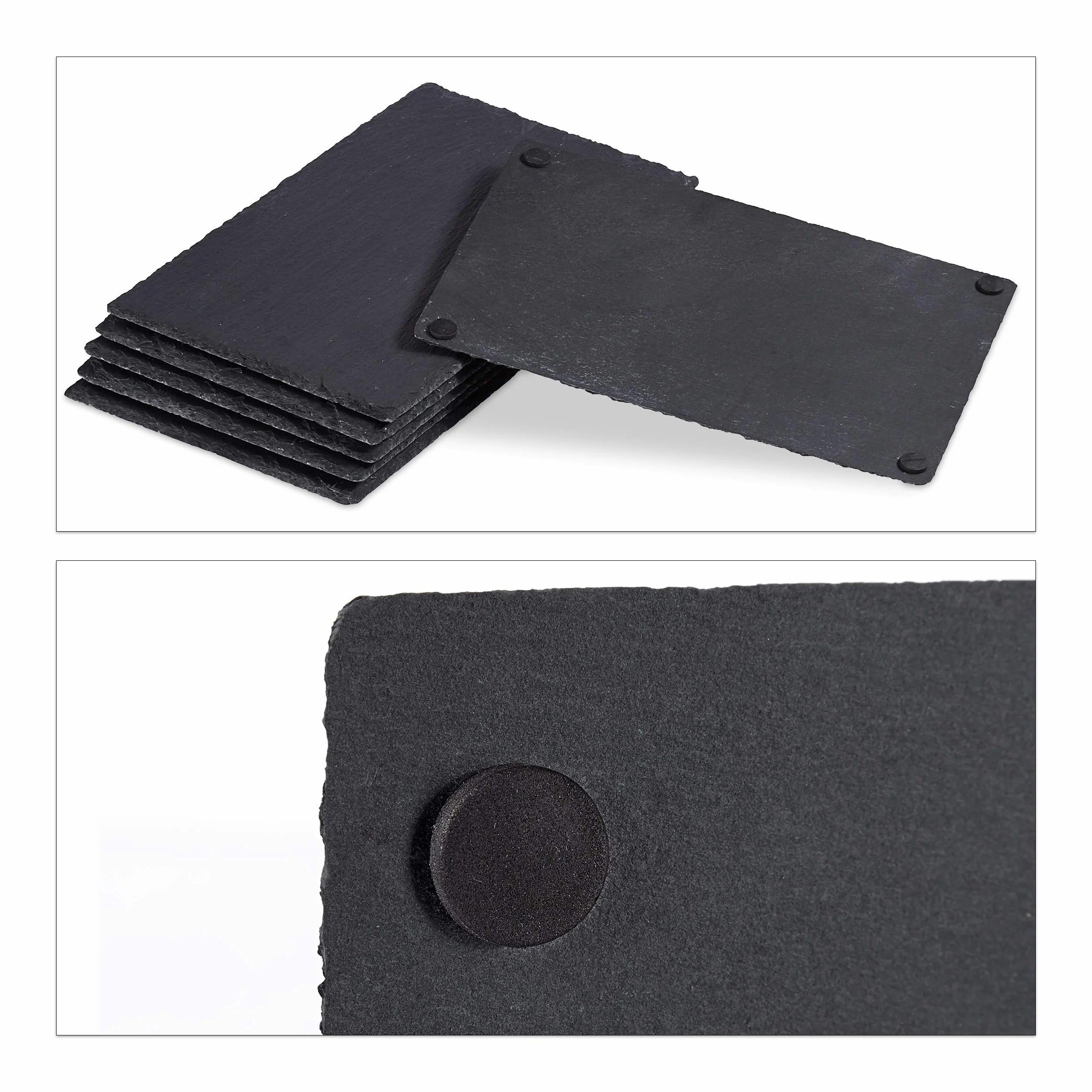 Relaxdays 12x Piatti in Ardesia, Set di Vassoi da 26 x 16 cm per Servire & da Scrivere, Tavolette per Buffet, Antracite