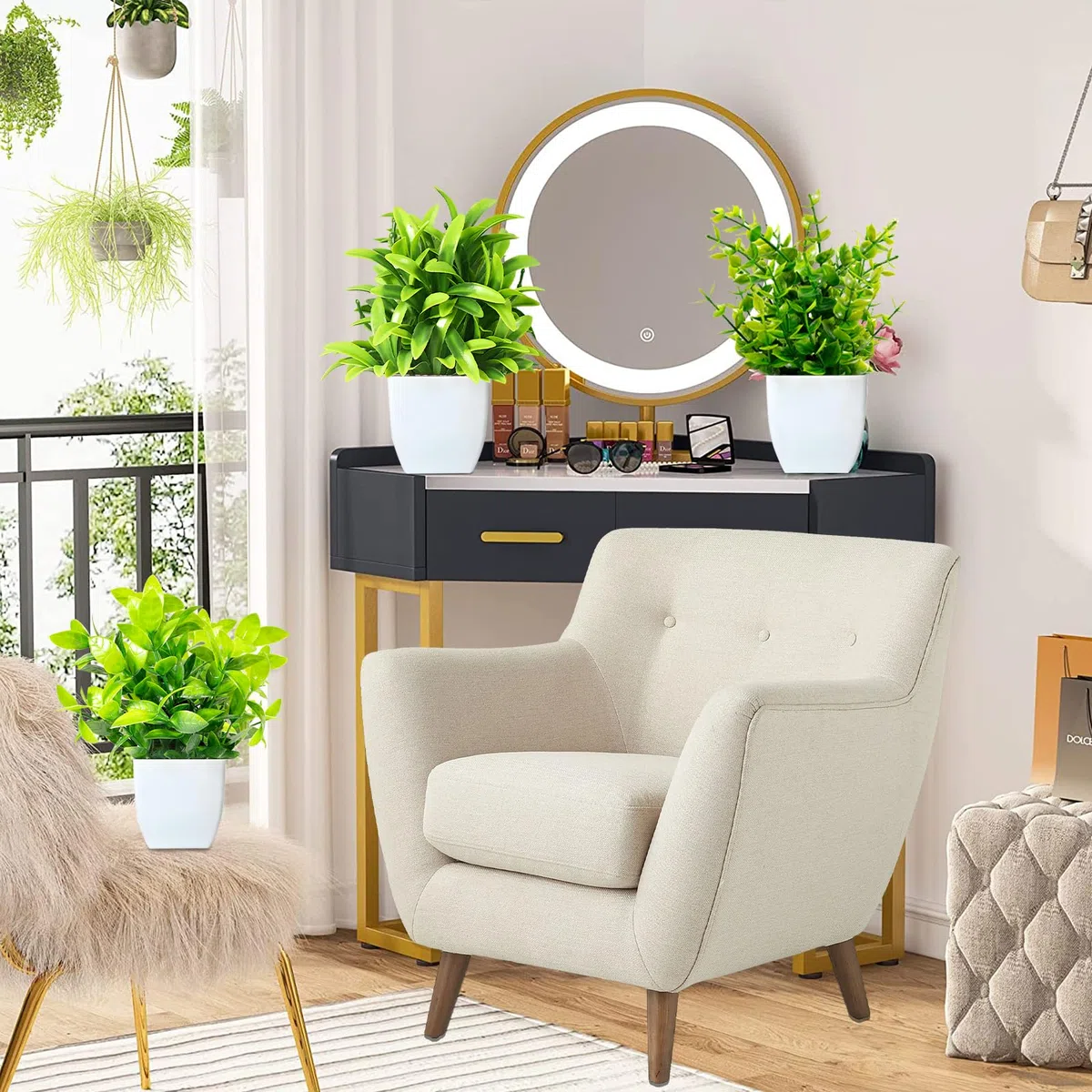 Purpledi 6 Pezzi Mini Piante Artificiali Verdi in Vaso Plastica, Piante Finte da Interno, Piantine Finte Decorative con Vasetto per Casa Ufficio Tavolo Stanza Bagno Decorazione Interno B
