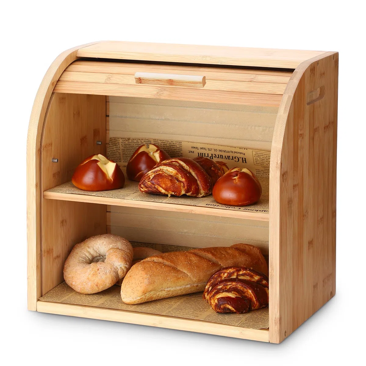 G.a HOMEFAVOR - Mobiletto per il pane, in bambù, a 2 ripiani, con ripiano rimovibile, montaggio fai-da-te
