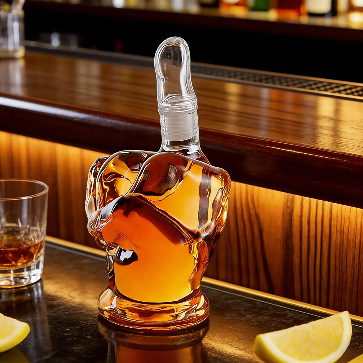 Decanter per whisky in vetro 3D da 1 litro, statua artistica creativa con tappo, divertente decorazione per casa e bar, regalo unico per uomini, papà, fidanzato, marito