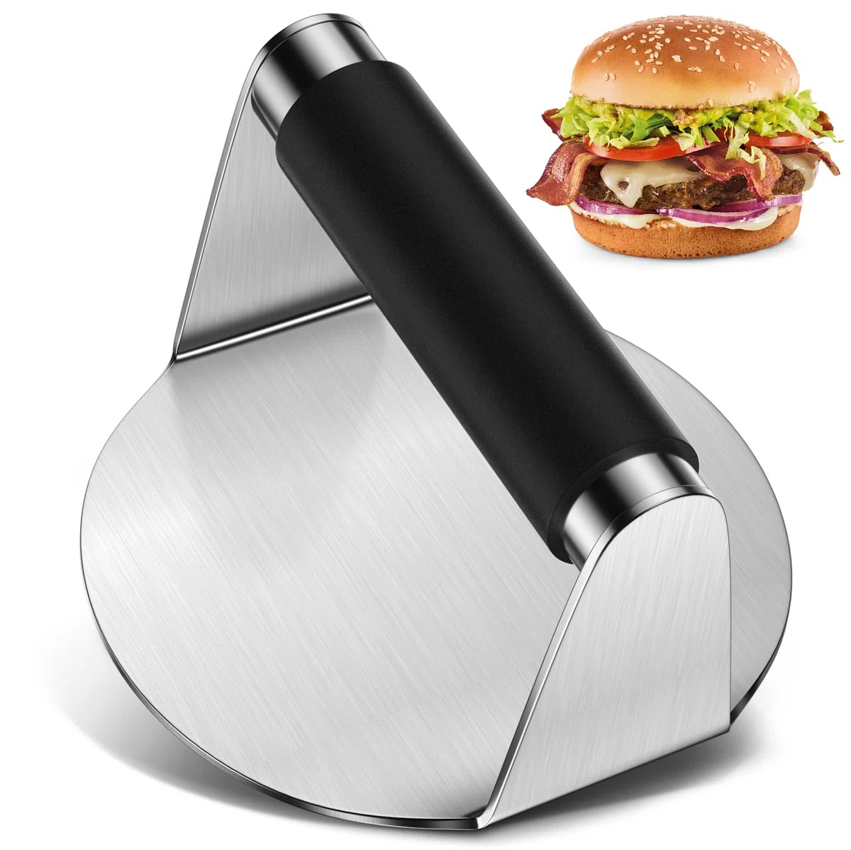 Smash Burger, 5,5 Pollici Pressa per Hamburger, Professionale Pressa per Hamburger in Acciaio Inox,Pressa per Biscotti Hamburger, Resistente Smasher per Hamburger, Bistecche, Barbecue
