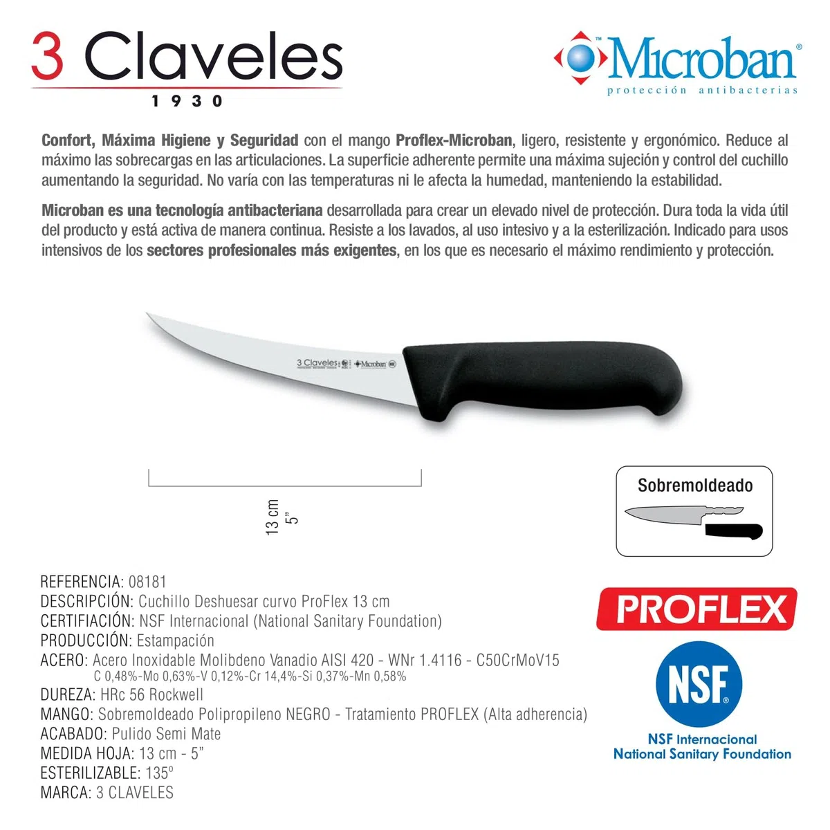 3 CLAVELES Microbam-Proflex Boning Knives