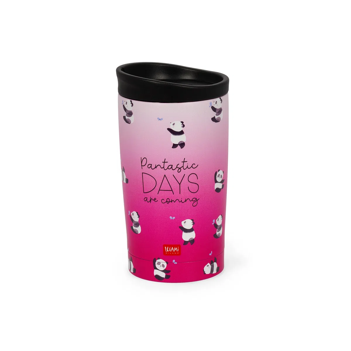 Legami - Bicchiere Termico Hot&Cold Vacuum Tumbler, Tema Panda, Tappo con Chiusura Ermetica, in Accaio Inox, Capacità 275 ml, per Tutti i Tipi di Bevanda