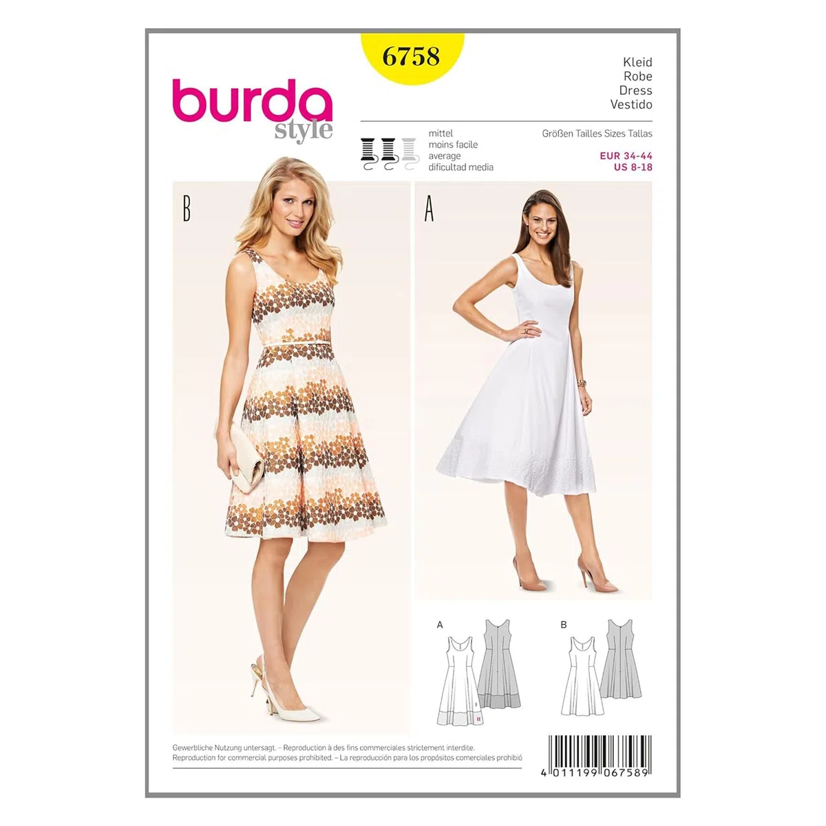 Burda 6758 - Cartamodello per Abiti
