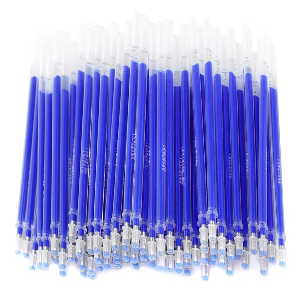 Pennarelli Termosensibili Blu per Pelle e Tessuto, 100 Ricariche per Penna a Scomparsa con Calore, Accessori da Cucito per Marcature Temporanee su Abbigliamento, Scarpe e Pelle