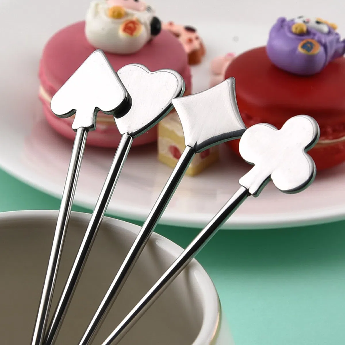 8 bellissimi bastoncini da cocktail in acciaio inox carini spiedini da cocktail alla moda in metallo spiedini per Martini per cocktail party, snack barbecue