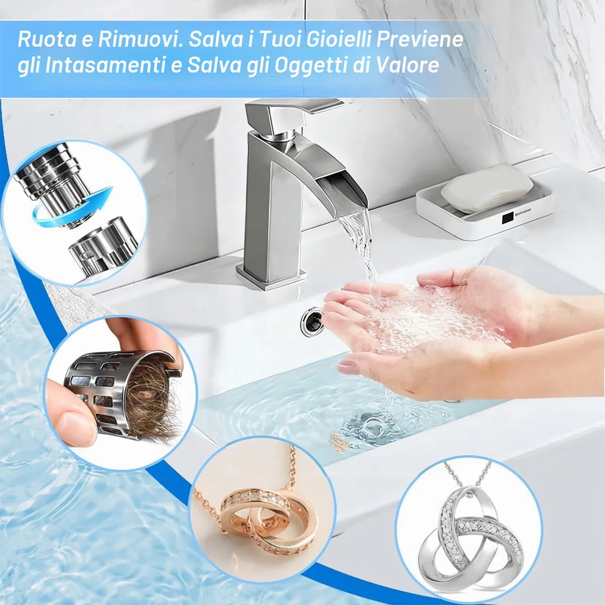 Tappo di ricambio universale per lavello da bagno, filtro pop up per scarico del lavandino, in ottone massiccio, silenzioso, tappo a pressione silenziosa, in acciaio inox, cestello filtro rimovibile