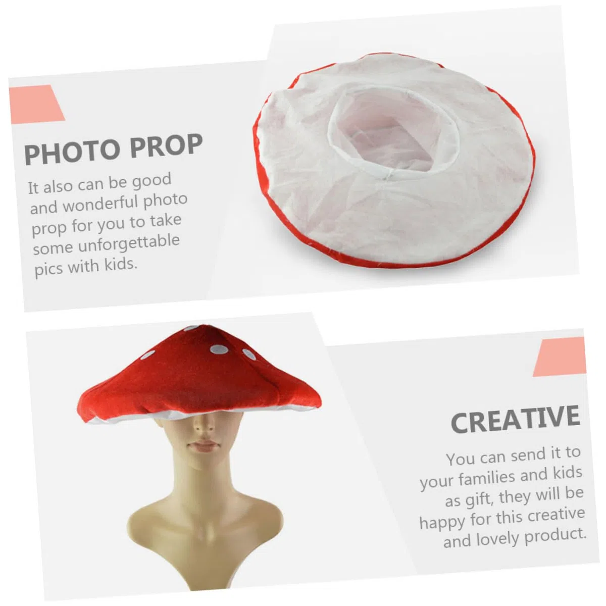 2 Pezzi Cappelli Divertenti a Forma di Fungo per Bambini Accessori per Feste E Costumi Copricapi Creativi per Fotografie E Giochi di Ruolo Design Colorato E Leggero 15.35In