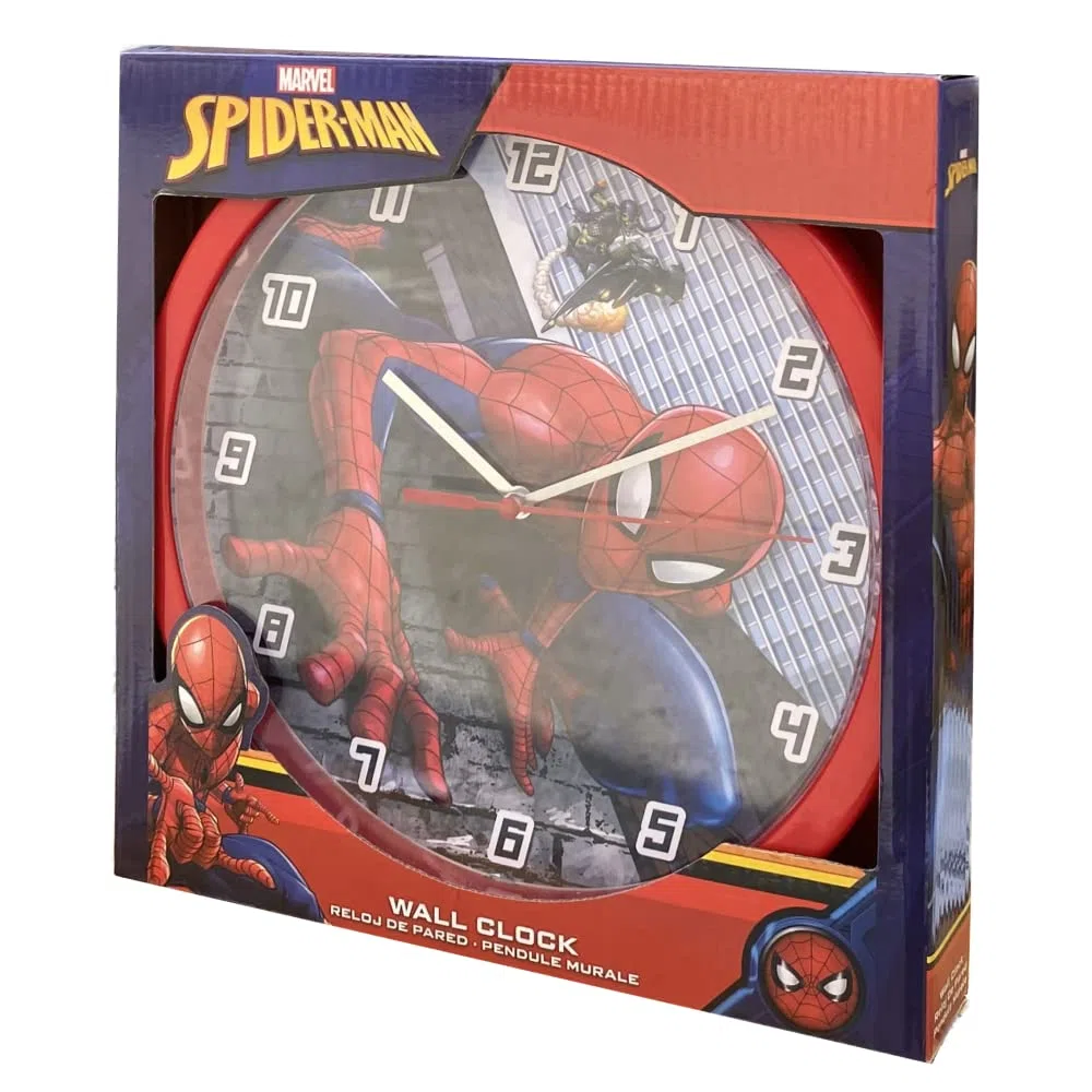 CARTOON Orologio parete analogico Spiderman Marvel per bambini 25 cm per cameretta stanza dei giochi