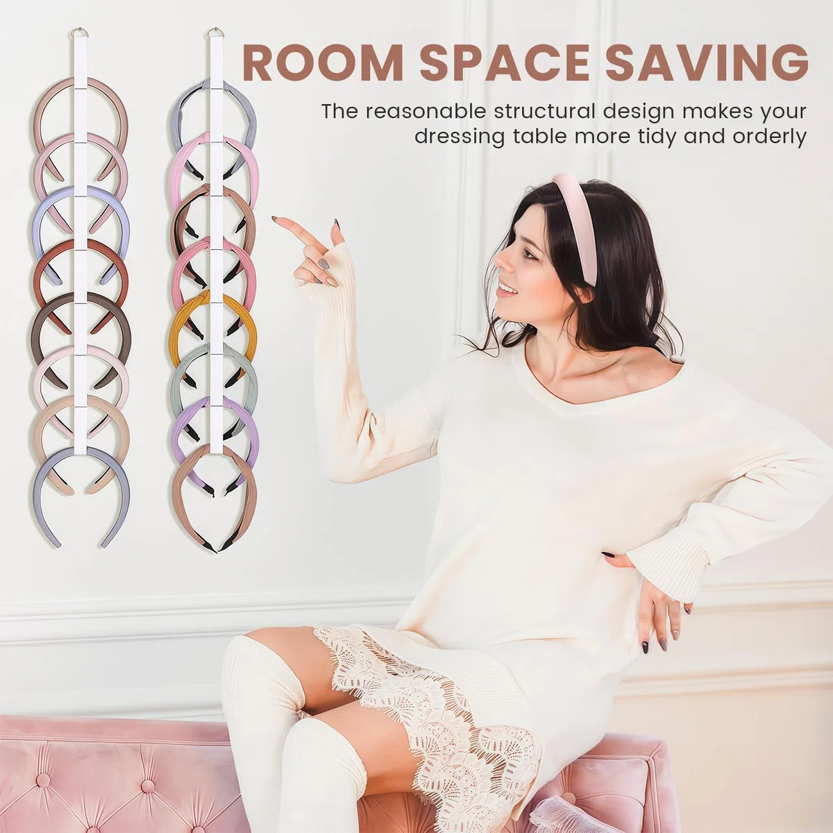 3 Pezzi Organizer per Fasce per Capelli per Ragazze, Esposizione Fermagli Elastici per Capelli, Organizer Bianco per Accessori per Capelli per Decorazione Camera da Letto e dormitorio