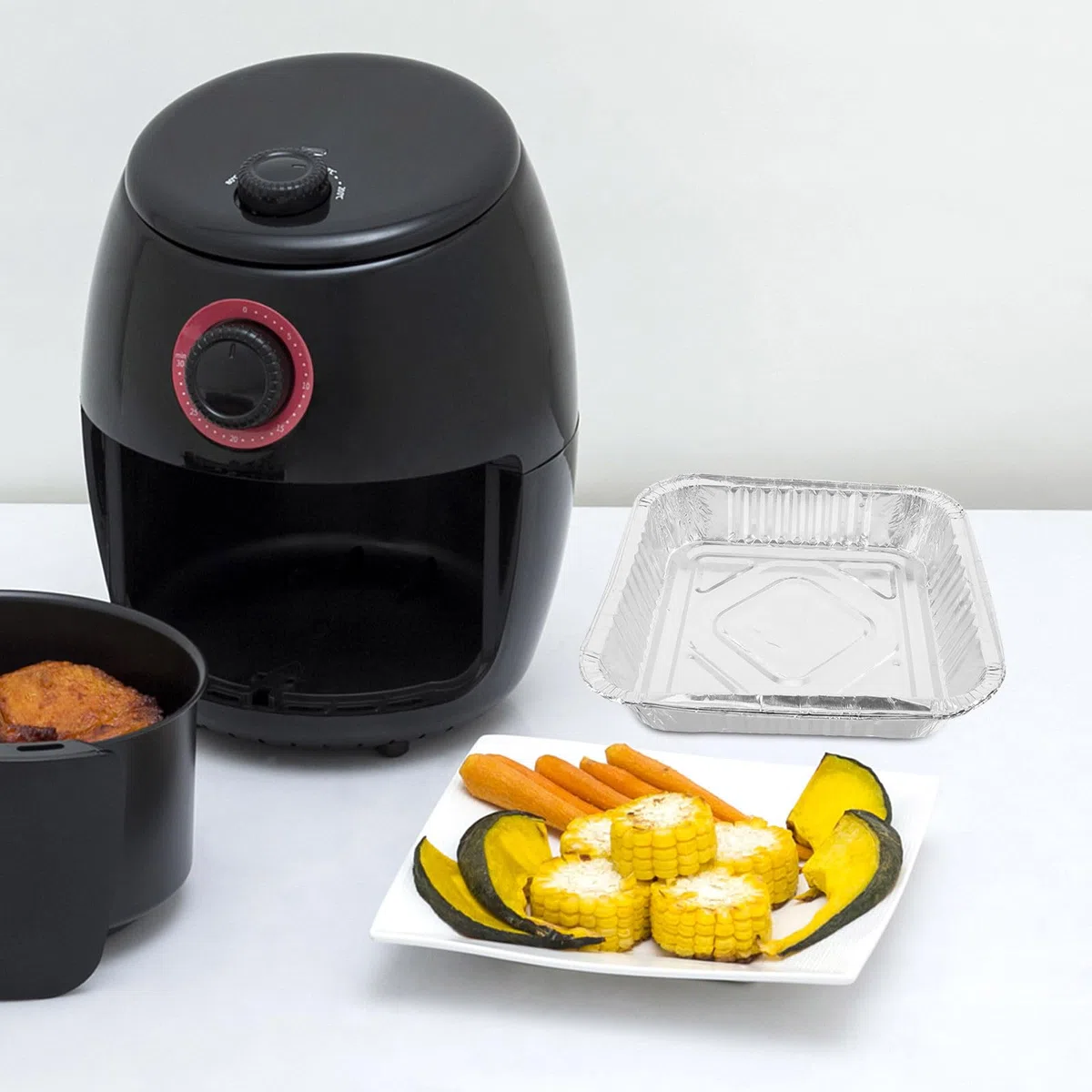 Ipetboom Teglie in Alluminio Usa e Getta Quadrate 23x23 Cm per Friggitrice ad Aria e Forno, Vassoi per Alimenti Resistenti Alte Temperature, per Arrostire Cuocere Scaldare, Confezione 30 Pezzi