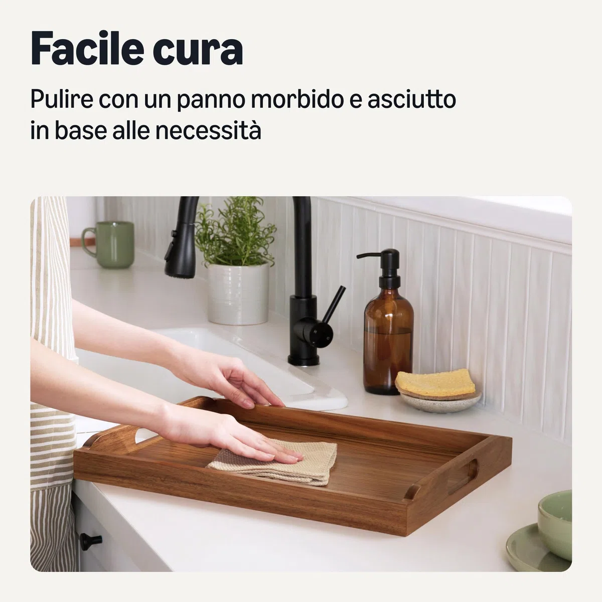Amazon Basics Vassoio da Portata, in Legno di Acacia, 43cm x 30,5cm