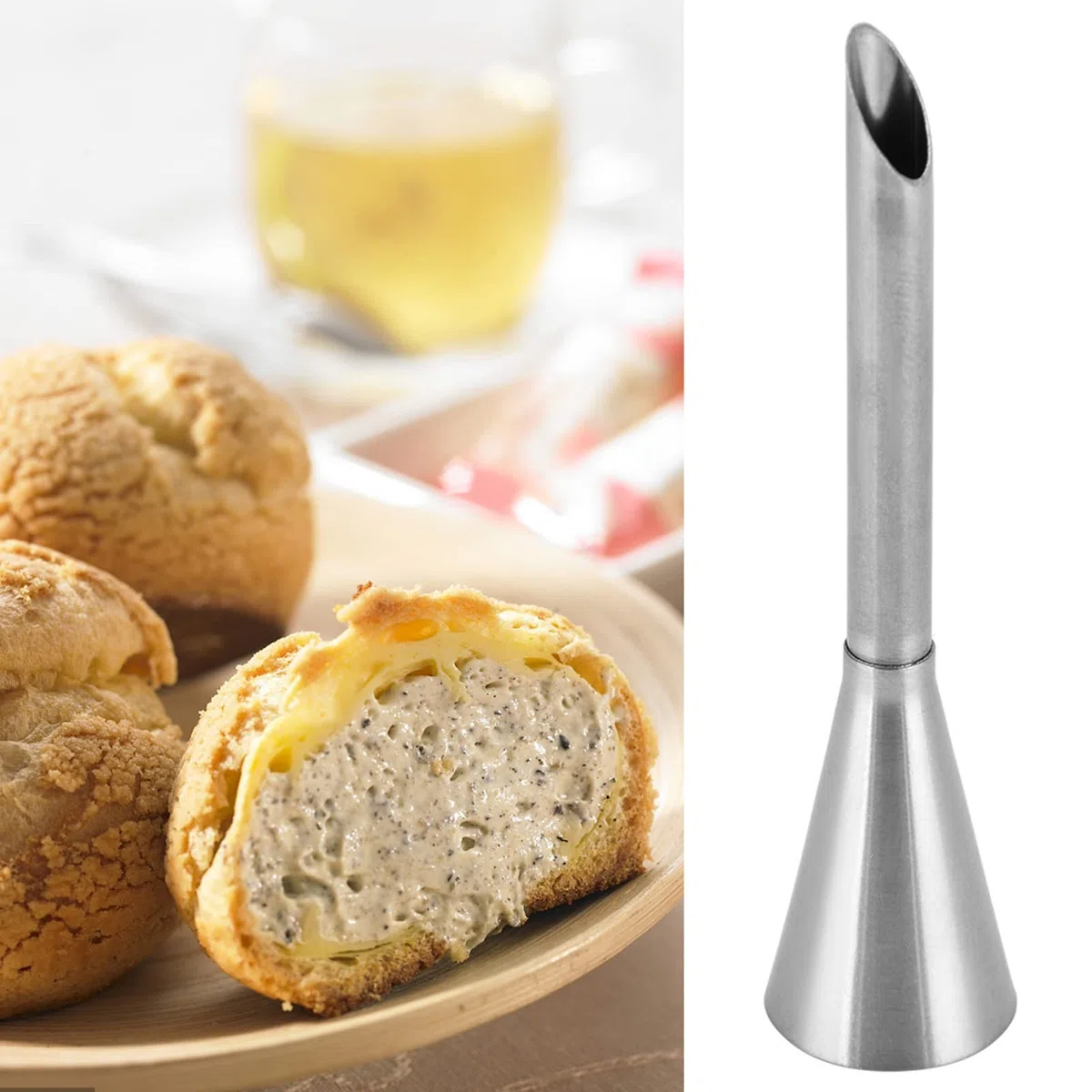 Ugello Riempitivo per Cupcake, Punta Dell'ugello per Piping per Glassa Alla Crema, Ugello Riempitivo per Crema in Acciaio Inossidabile per Ripieno di Bignè, Decorazione di Cake Topper