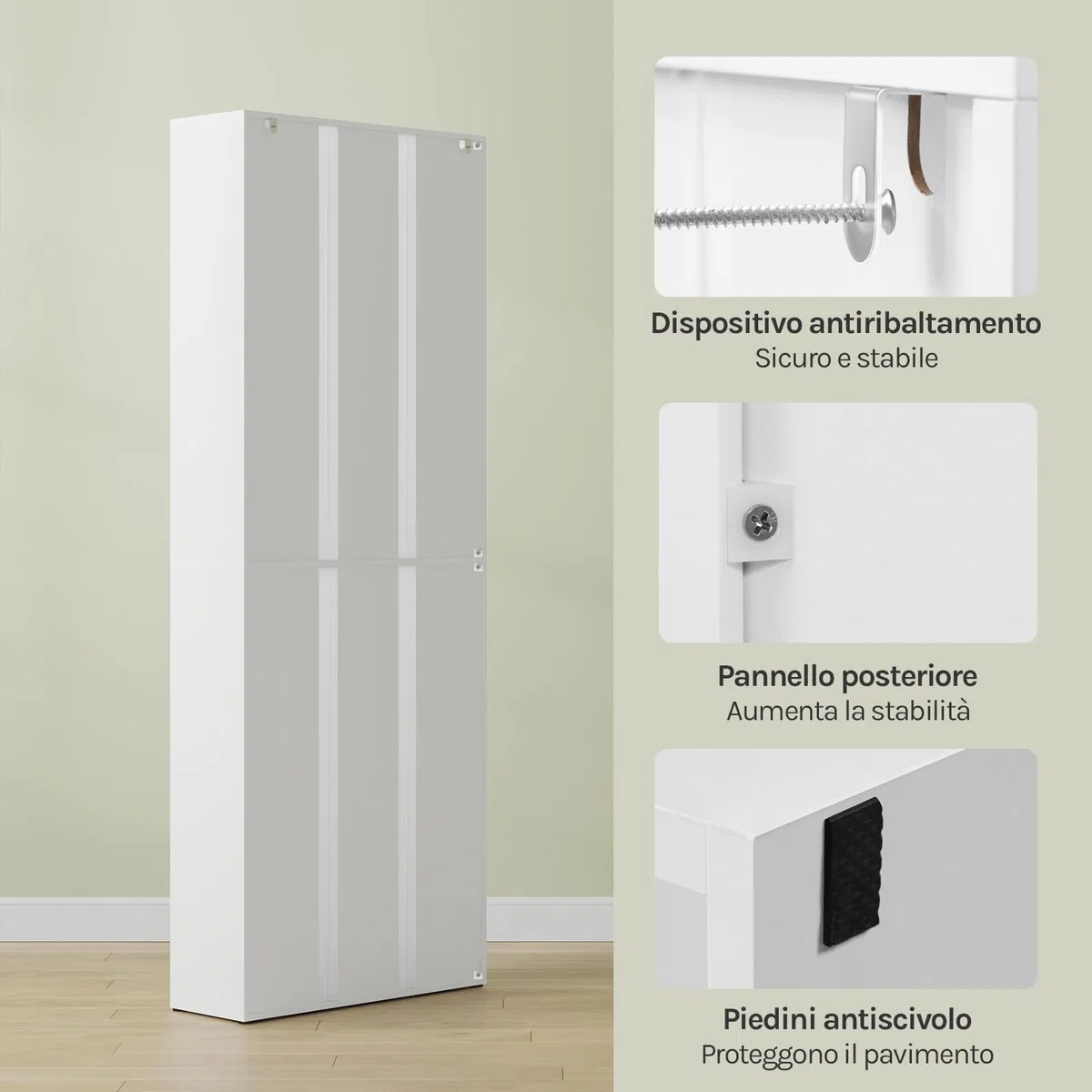 WOLTU Libreria, scaffale con 6 ripiani regolabili, scaffale aperto, divisorio in piedi, per soggiorno, ufficio, camera da letto, 60 x 180 x 23,5 cm, bianco, SK052ws