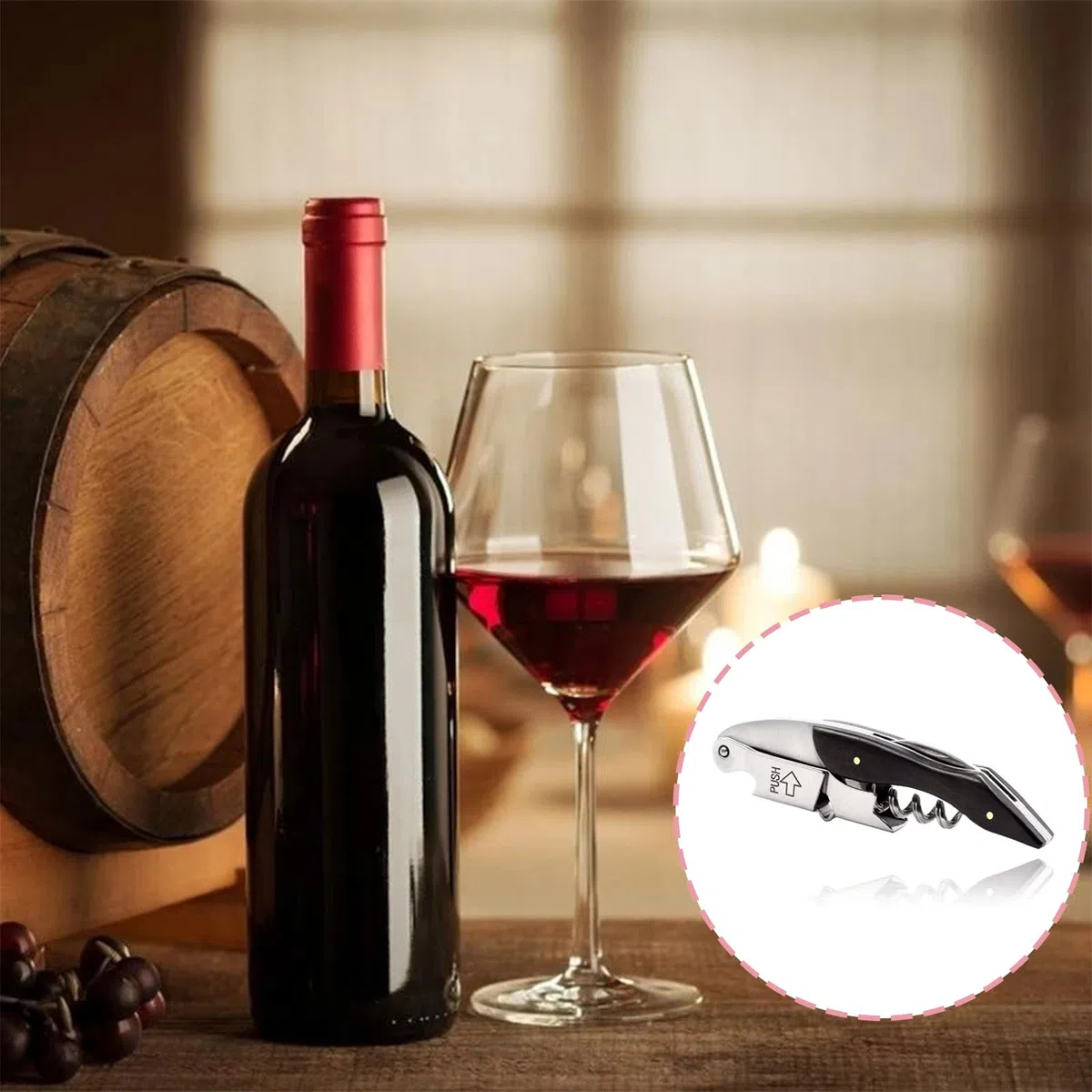 Cavatappi con Manico di Legno Nero, Cavatappi da Sommelier, Cavatappi in Acciaio Inossidabile, per Camerieri Apri Bottiglia Accessori del Vino e Regali(Nero)