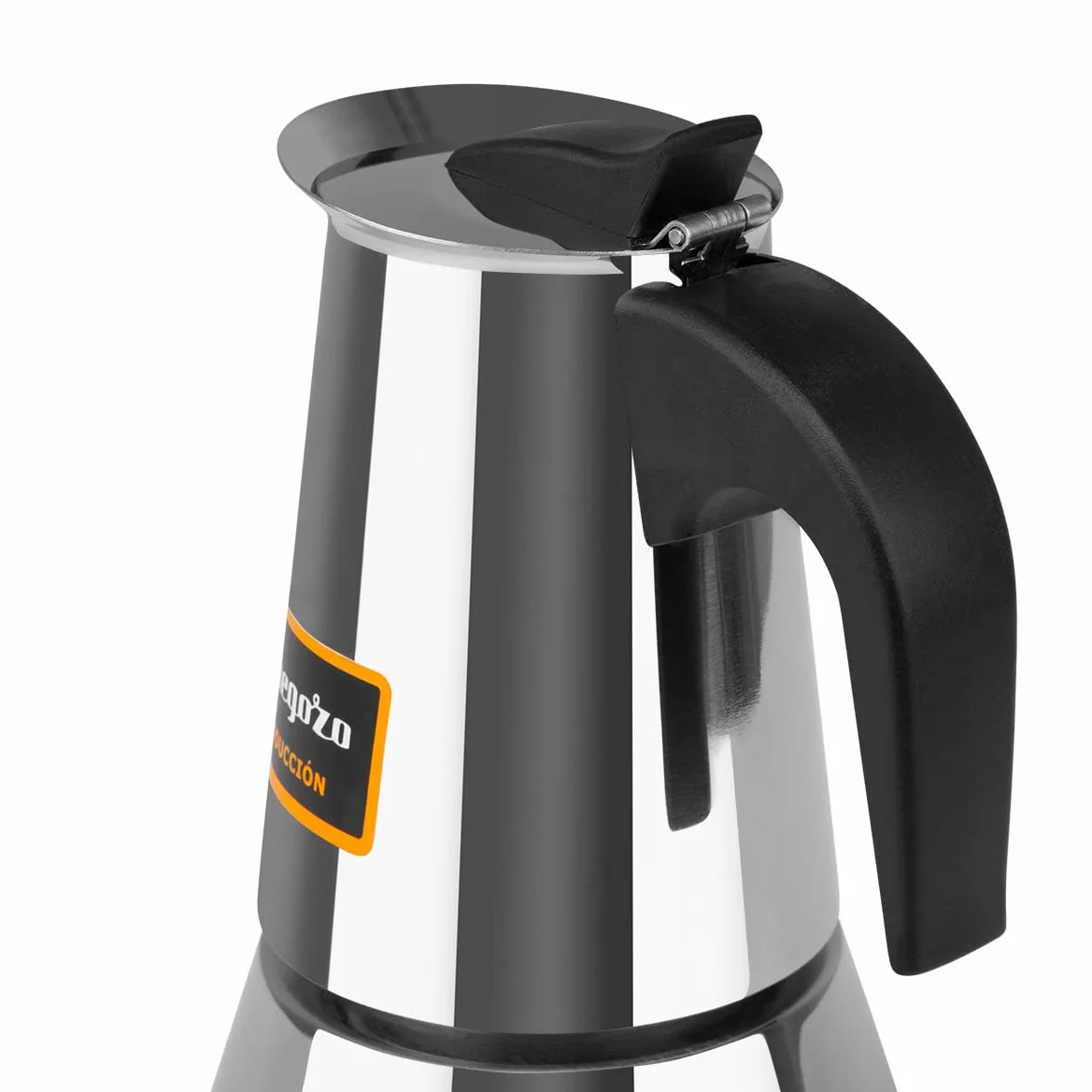 Orbegozo KFI 460, caffettiera induzione, 4 tazze, manico ergonomico, adatta per piani cottura a gas, elettrici e in vetroceramica, lavabile in lavastoviglie, colore acciaio inox
