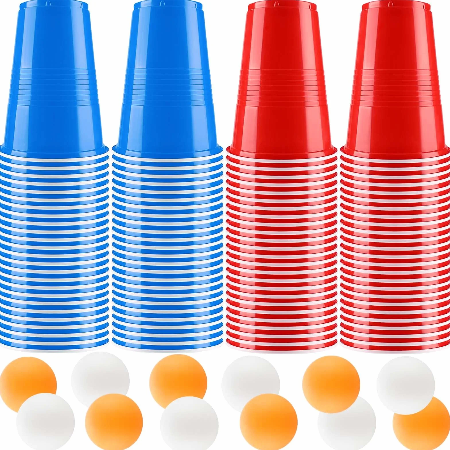 Litimkat Set di Bicchieri da Birra Pong, 100 Bicchieri Beer Pong(500ml) e 12 Palline da P ing Pong, Bicchieri riutilizzabili, per Giochi di bevute, Feste, Compleanni, Festival, Matrimoni, Campeggio