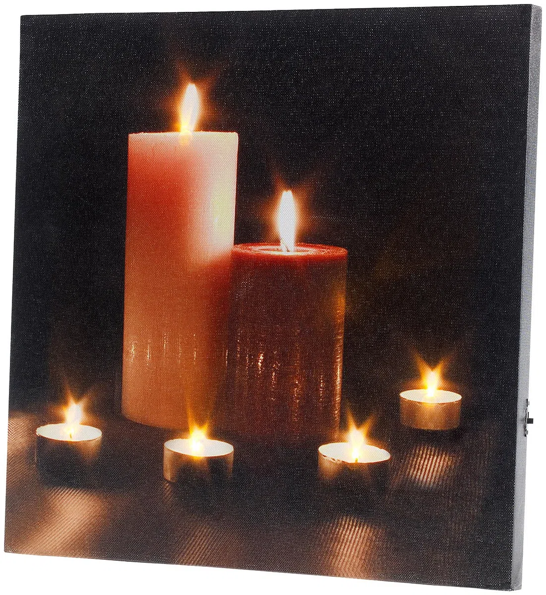 Infactory Backlit Wall Art - LED Immagini: Quadro LED su Tela con Romantica Candela tremolante Modern Times (Immagine a Parete, Quadro di Candele, Decorazione)