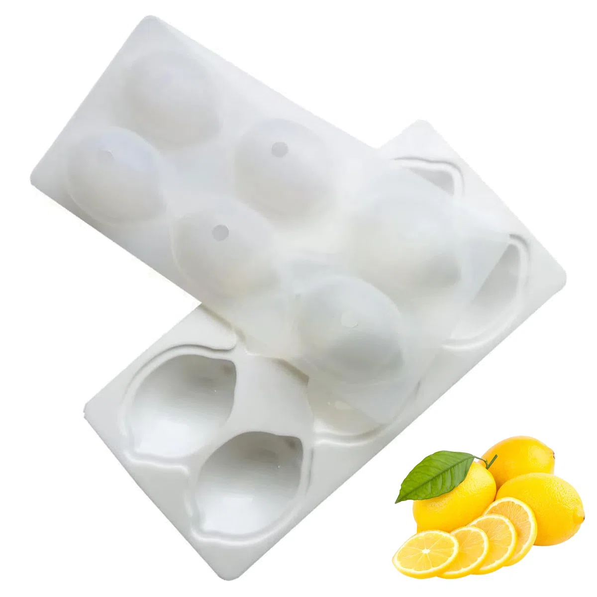 MOLIMOLI Stampi Cedric Grolet, Set di 6 stampi in Silicone per Limoni, Stampo Realistico Limoni 3D Realizzato Alimentare Brownies, Torta Mousse, Dessert e Decorazione Torte (Bianco)